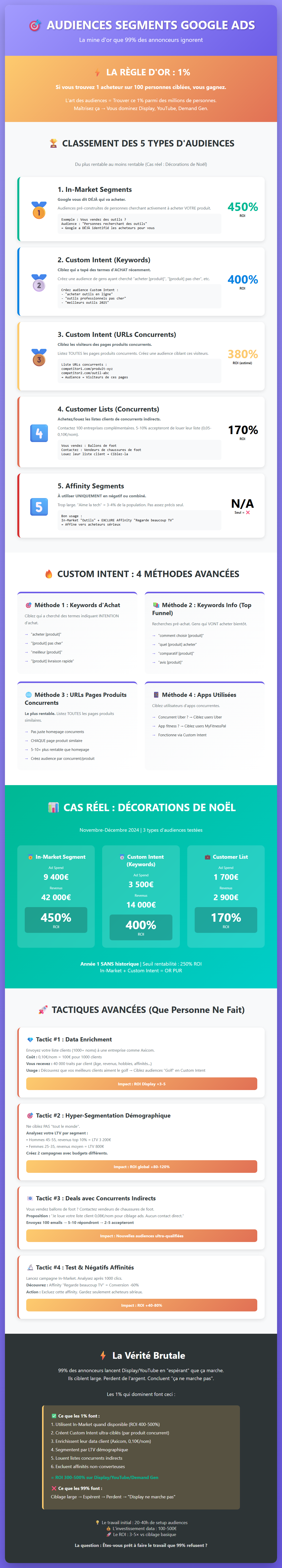 Infographie : Audiences et segments Google Ads : la règle du 1 %