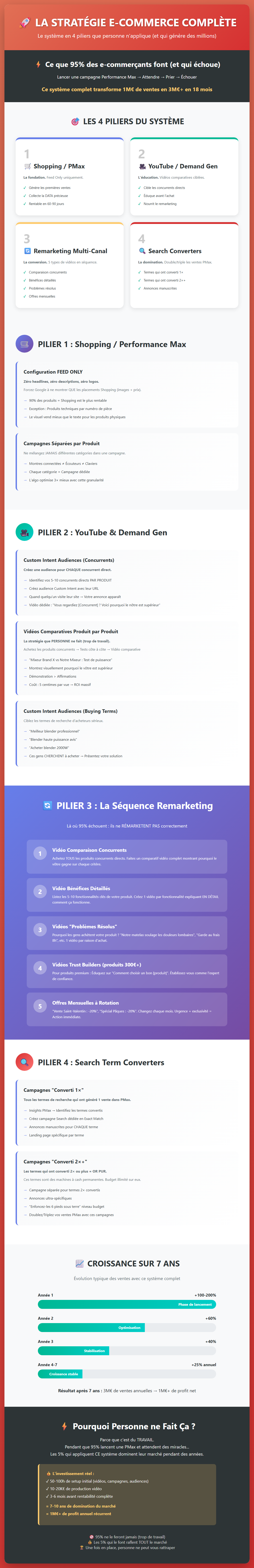 Infographie : Stratégie Google Ads e-commerce : les 4 piliers